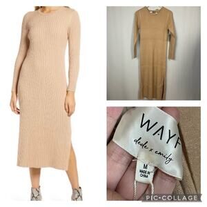 Wayf Dede & Emely Collection Hollie Long Sleeve Midi Dress Size M NEW